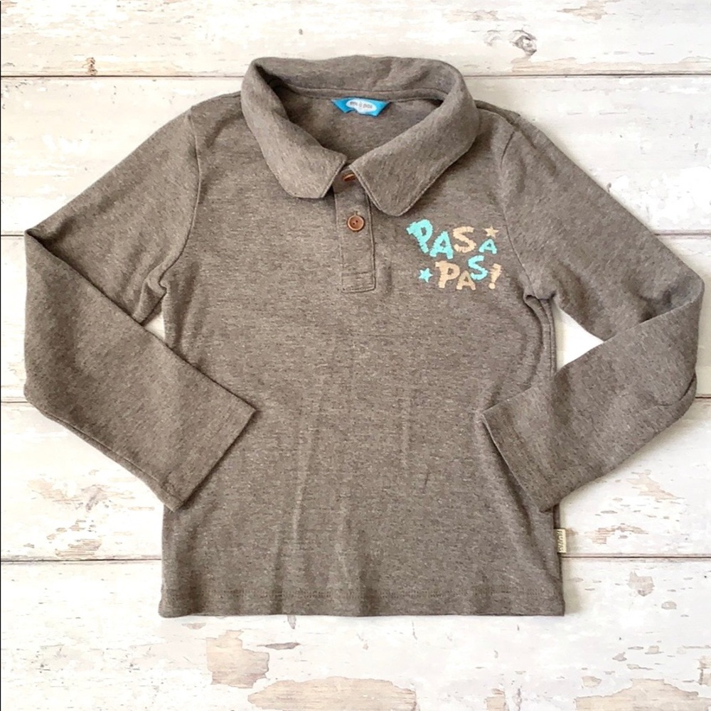 Boys 4T Gray Polo Shirt Long Sleeve Cotton Blend Kids Toddler Gymboree Kids Sz 4